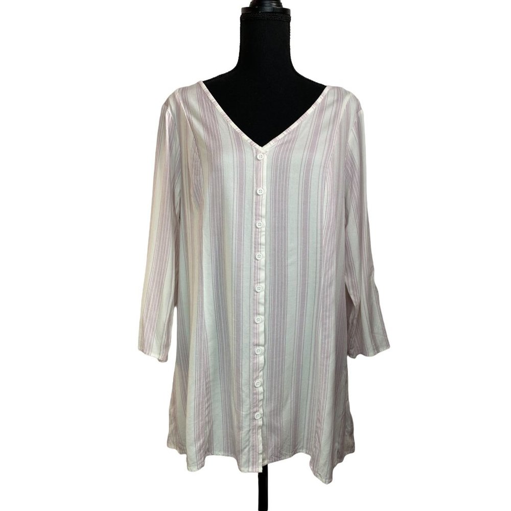 Torrid Women's Tunic Top, Size 1, Button Down, 3/4 Sleeve with Tie in Back